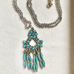 Southwestern Style Necklace with SANCREST Faux Turquoise pendant